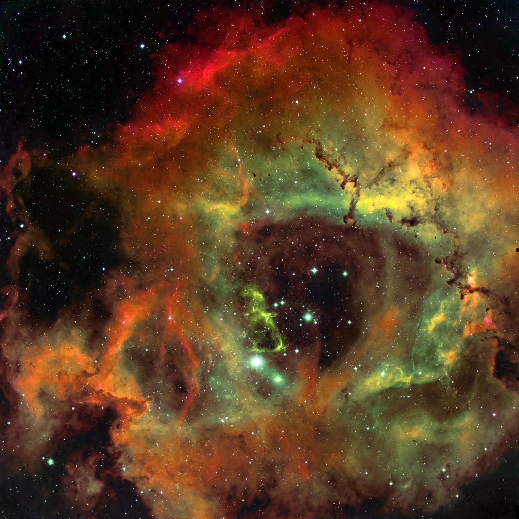 The Rosette Nebula in Hydrogen, Oxygen, and Sulfur