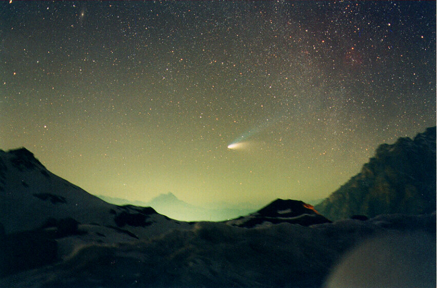 Comet Hale-Bopp Over Val Parola Pass