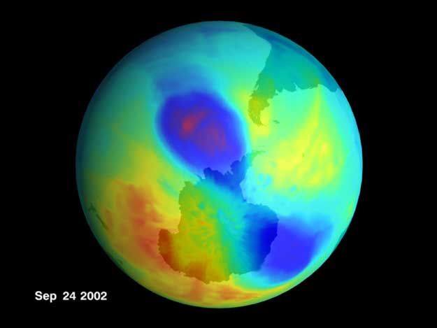 A Small Double Ozone Hole in 2002
