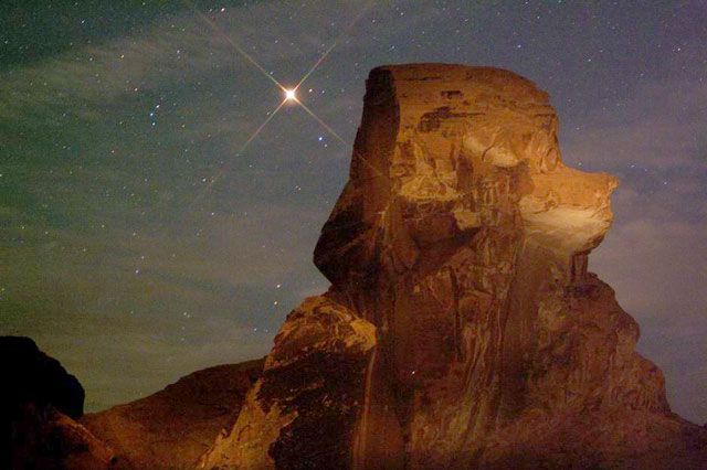 Mars Rising Behind Poodle Rock