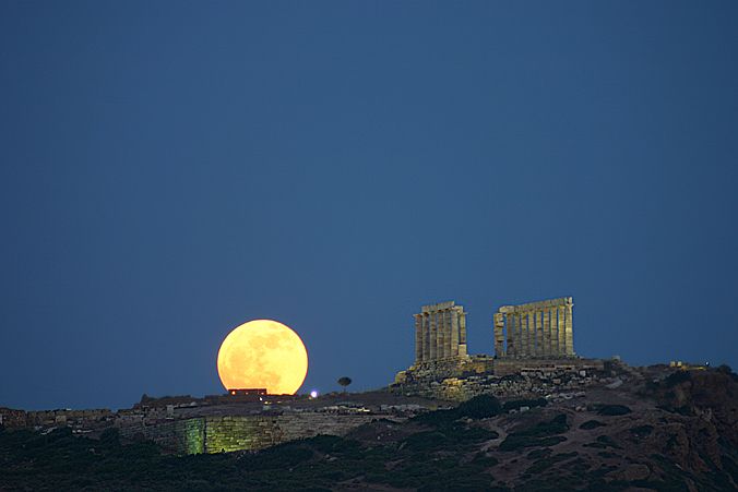 Moonrise, Cape Sounion, Greece