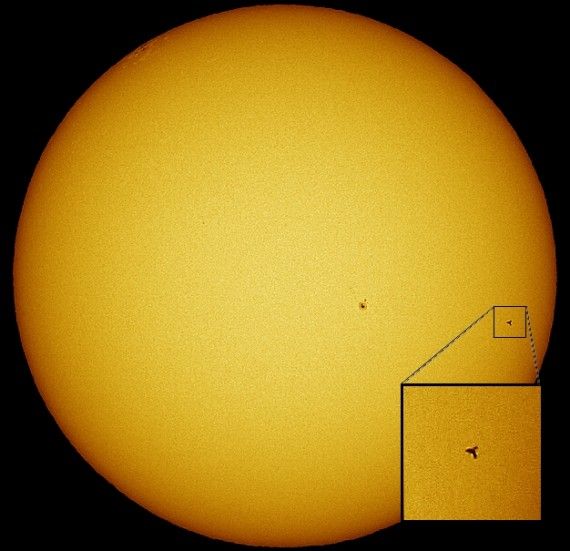 ISS and Discovery Transit the Sun