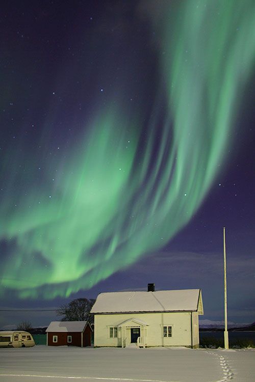 Green and Black Aurora Over Norway