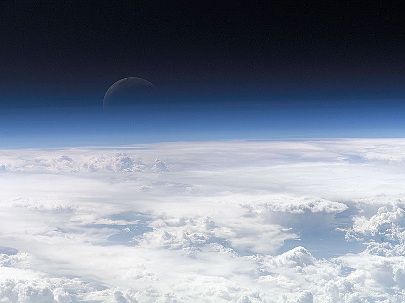 A Blue Crescent Moon from Space