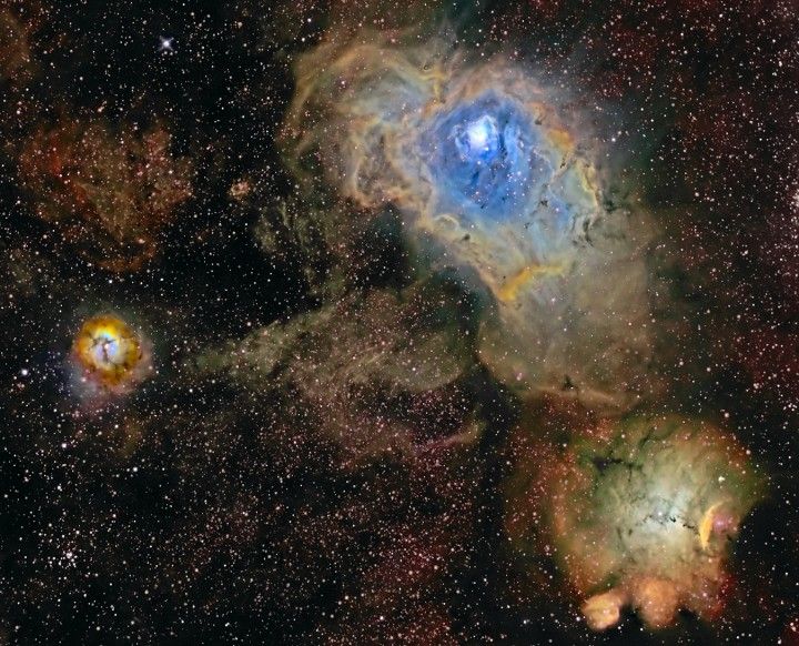 Three Nebulae in Narrow Band