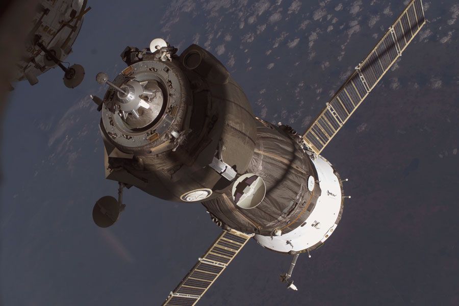 A Supply Ship Docks with the International Space Station