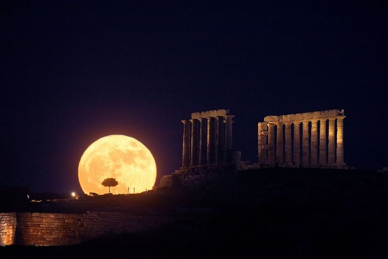 Solstice Moonrise, Cape Sounion