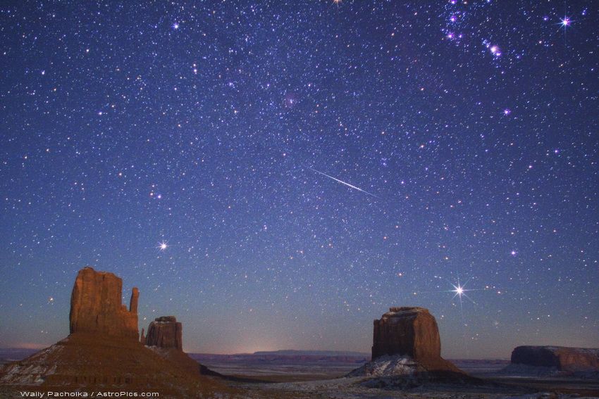 Geminid Meteor over Monument Valley