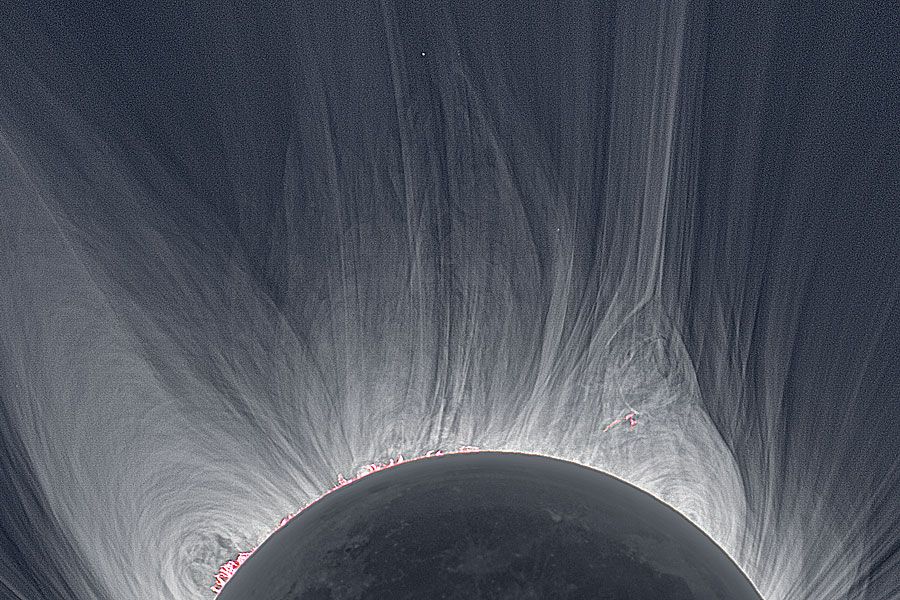 Detailed View of a Solar Eclipse Corona