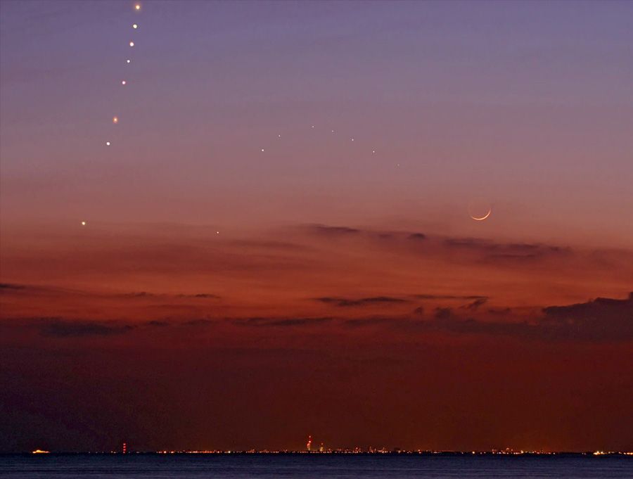 Venus, Mercury, and Moon