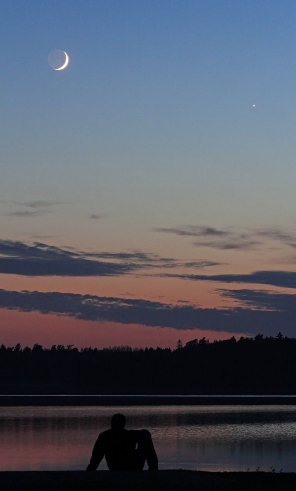 Calm, Crescent Moon, and Venus