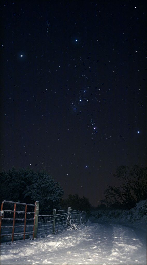 Sideways Orion Over Snowy Ireland