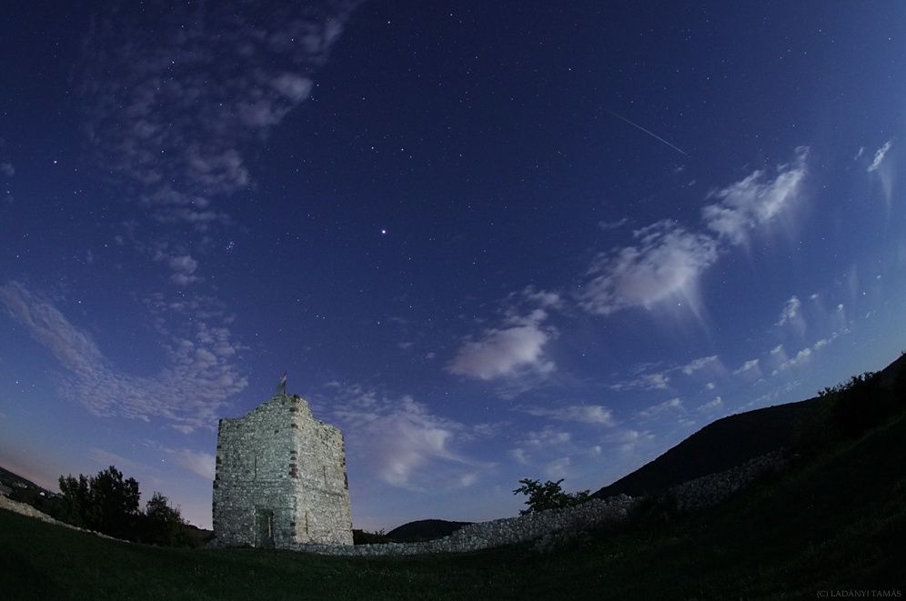 Castle and Meteor by Moonlight