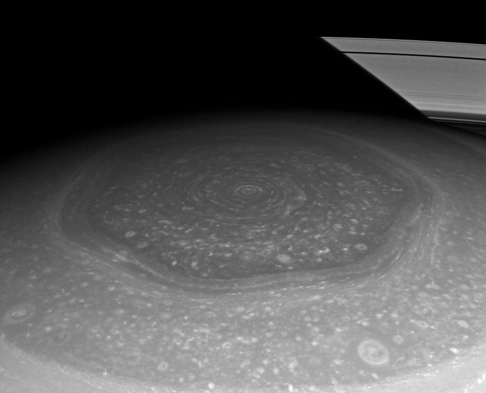 Saturn's Hexagon and Rings