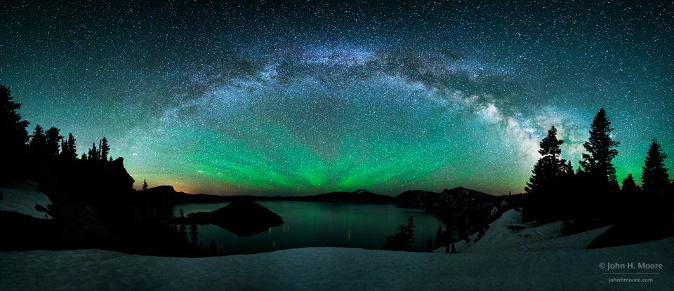 Milky Way Over Crater Lake with Airglow