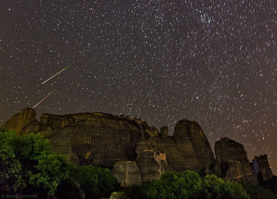 Perseids over Meteora