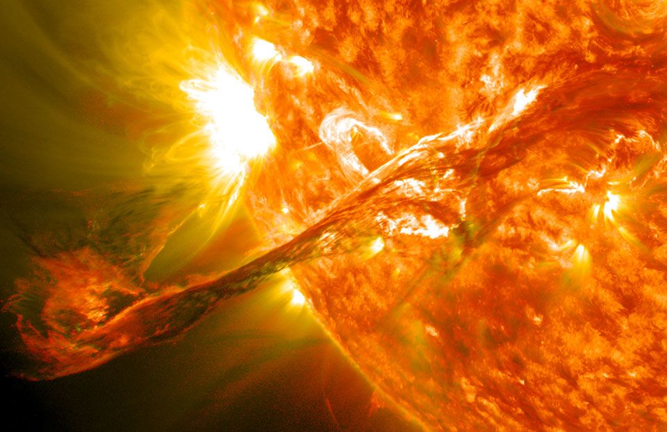 A Solar Filament Erupts