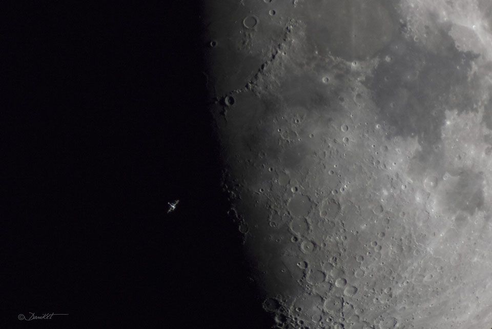 Space Station over Lunar Terminator