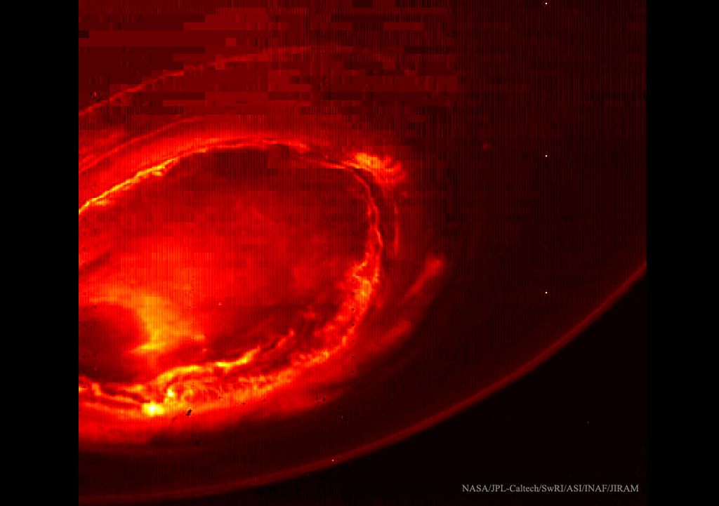 Aurora over Jupiter's South Pole from Juno