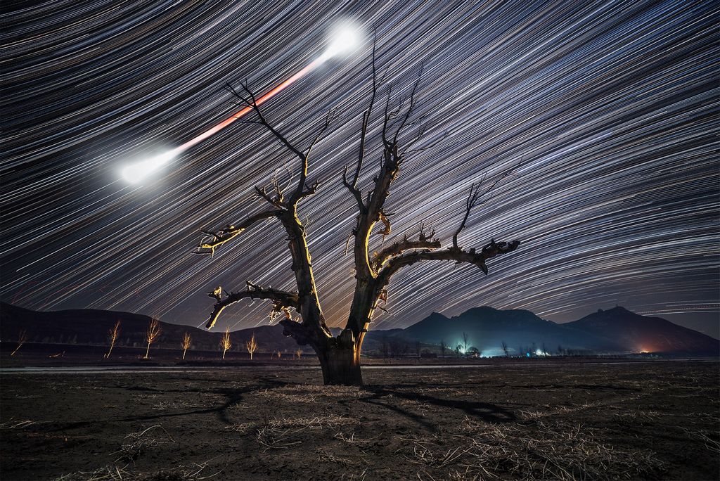 Bow Tie Moon and Star Trails