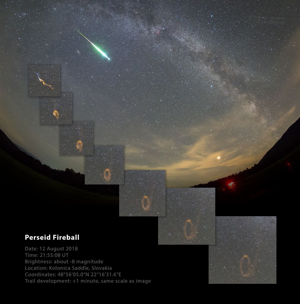 Perseid Fireball and Persistent Train