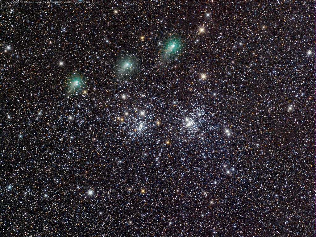 Two Clusters and a Comet