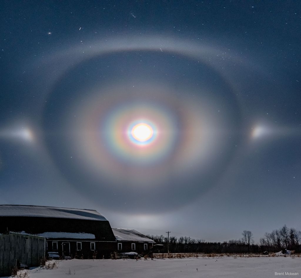 Moon Corona, Halo, and Arcs over Manitoba