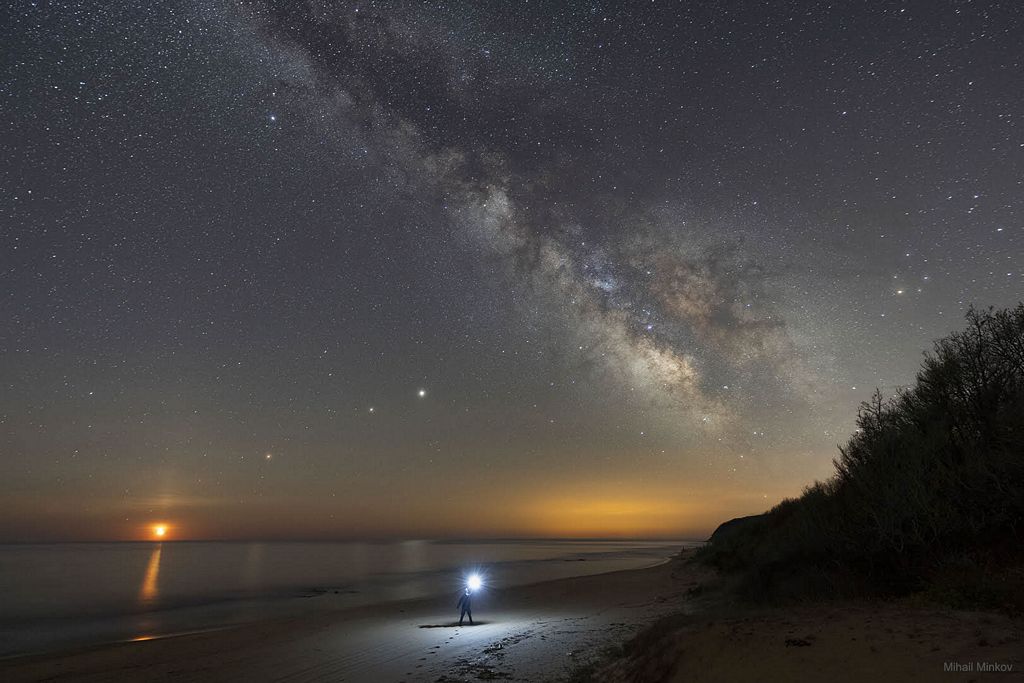 Moon, Mars, Saturn, Jupiter, Milky Way