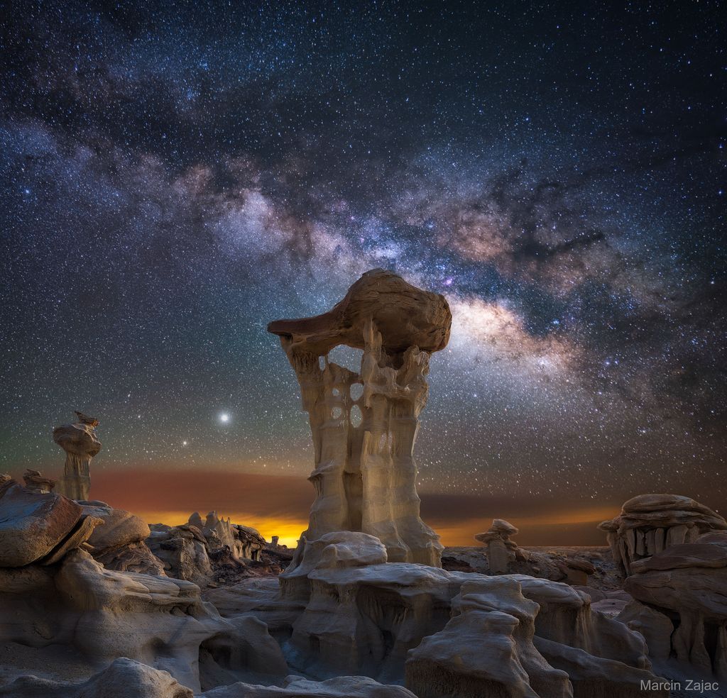 Jupiter and Saturn Rising Beyond Alien Throne Rock