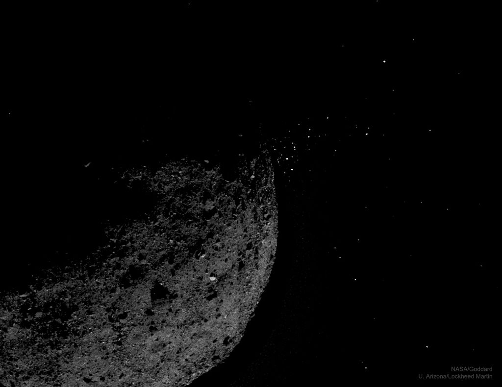 Roches ejectees de l'asteroide Bennu