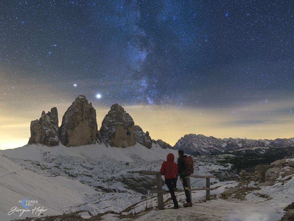 Saturn and Jupiter over Italian Peaks