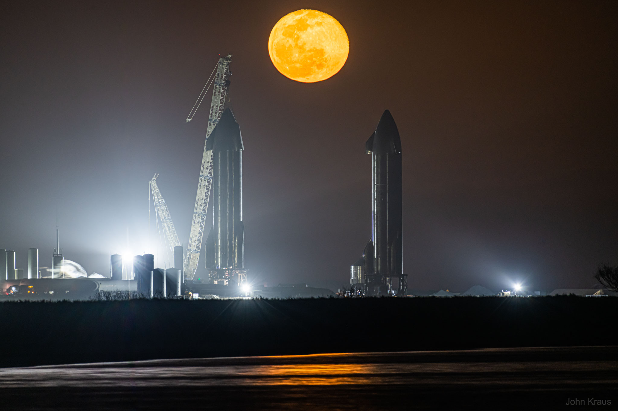 Moon Rising Between Starships