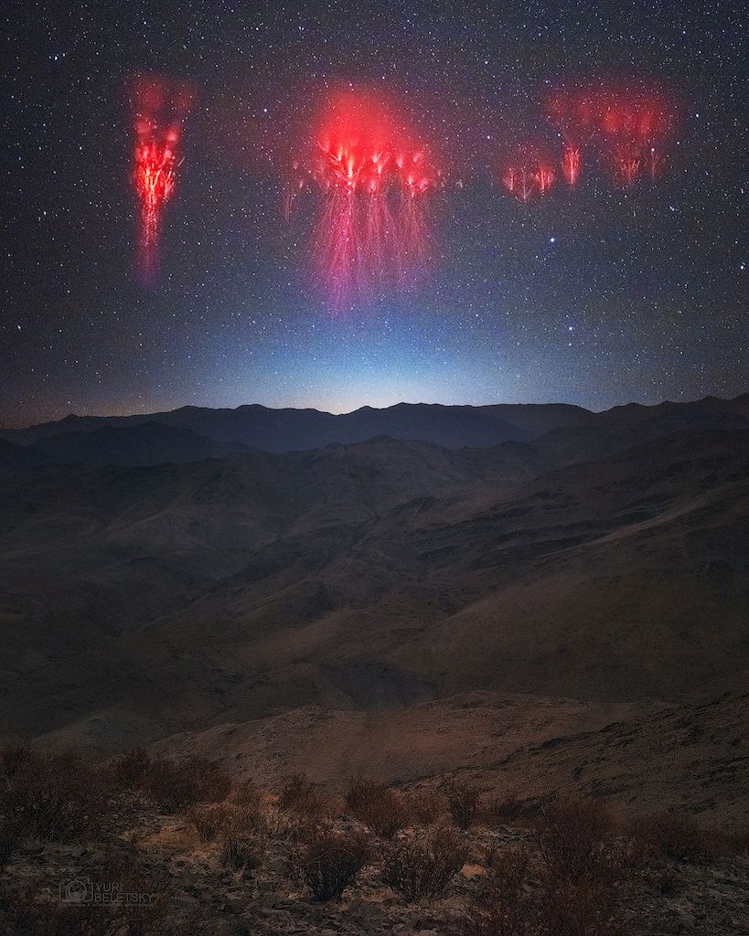 Sprites rouges au-dessus des Andes