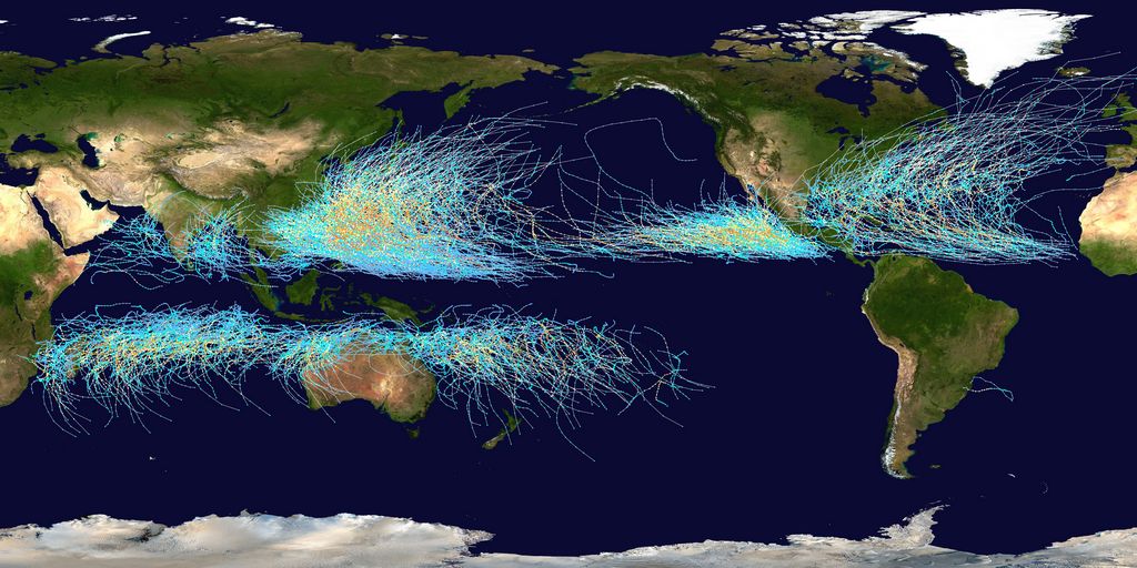 Cyclone Paths on Planet Earth