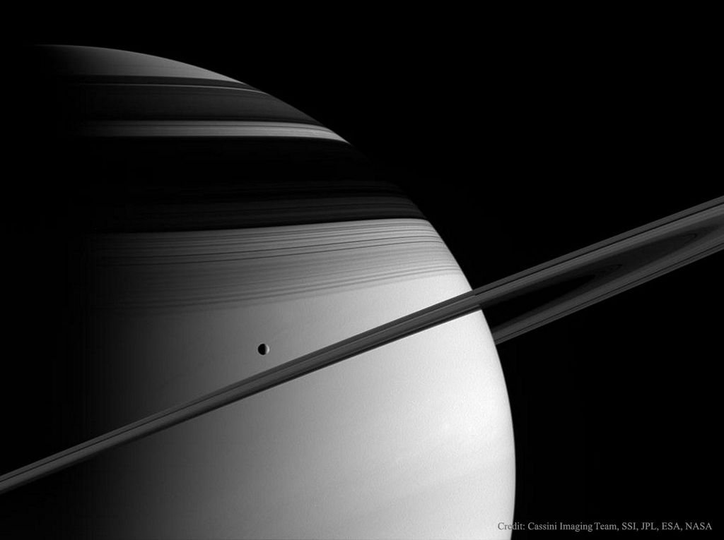 Saturne, Téthys, anneaux et ombres