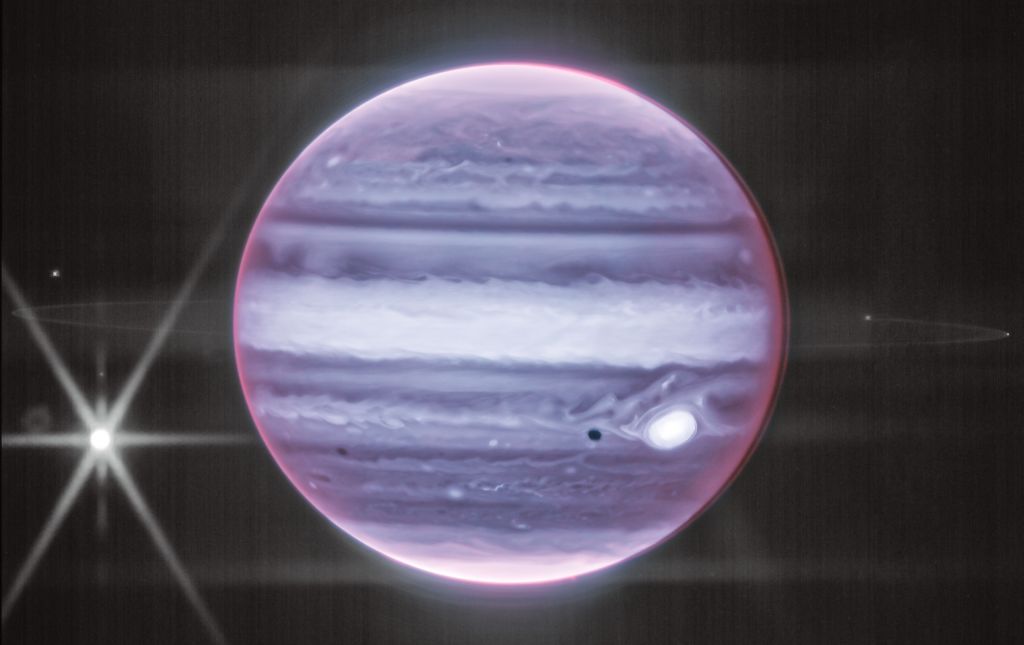 Jupiter et son anneau dans l'infrarouge par Webb