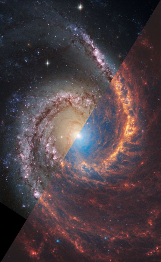 NGC 1566: A Spiral Galaxy from Webb and Hubble