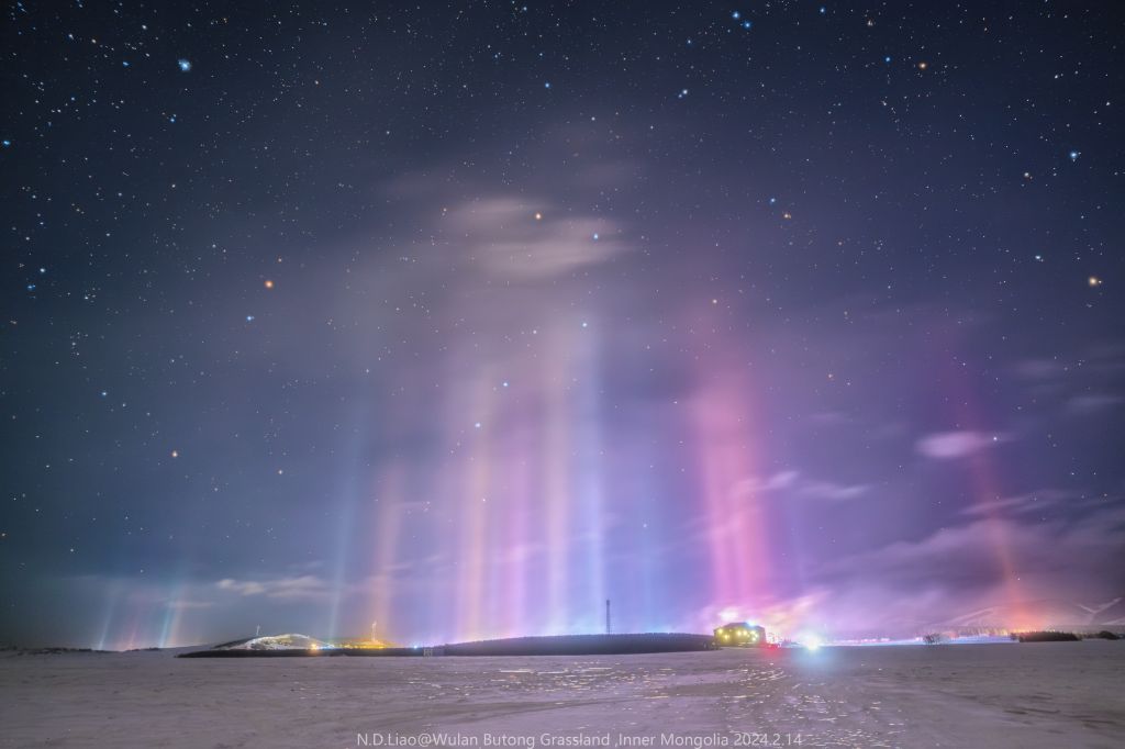 Light Pillars Over Inner Mongolia