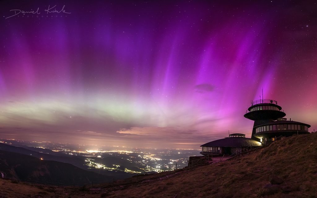 Aurora over Karkonosze Mountains