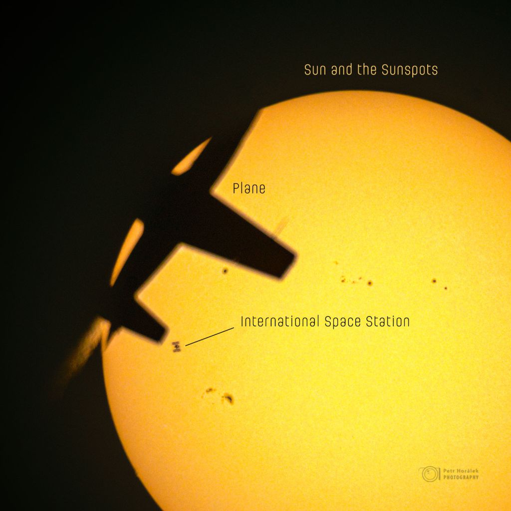 Chance Triple Alignment: Plane, Space Station, Sun